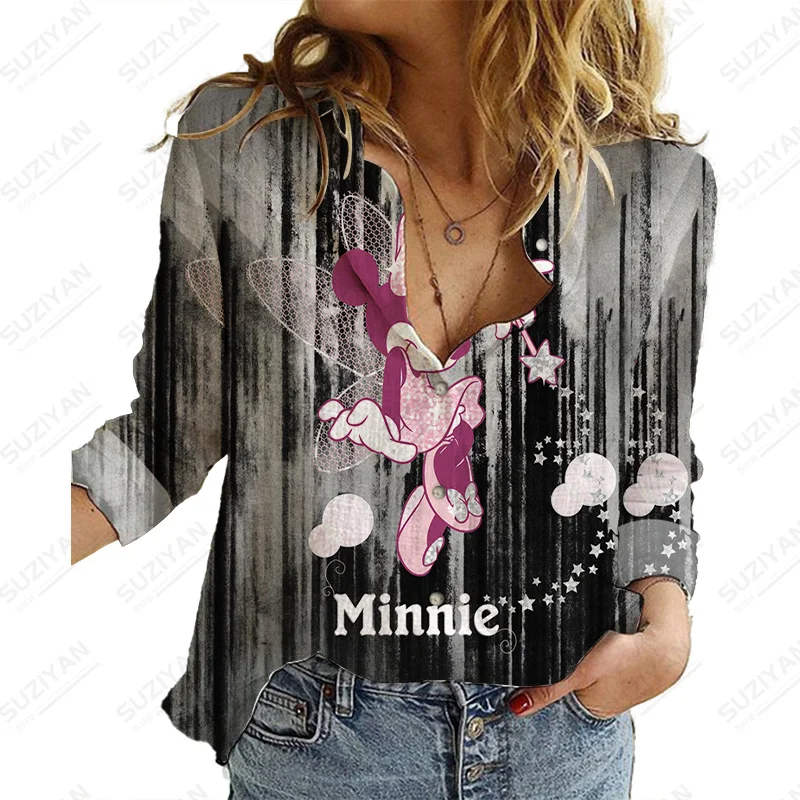 

Рубашка женская с изображением персонажа Диснея, Элегантная Модная темпераментная Повседневная Уличная одежда, топы с Микки и друзьями