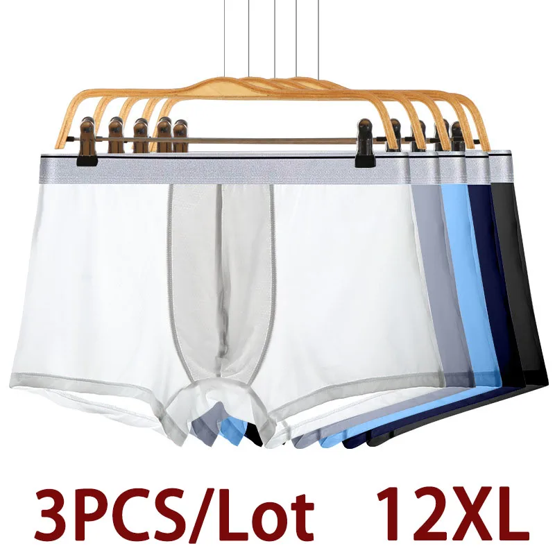 12XL 3PCS Men Underwear Boxer for Man Underwear Man Panties BoxerShorts Homme Breathable Summer Plus Size Sexy Thin Comfort