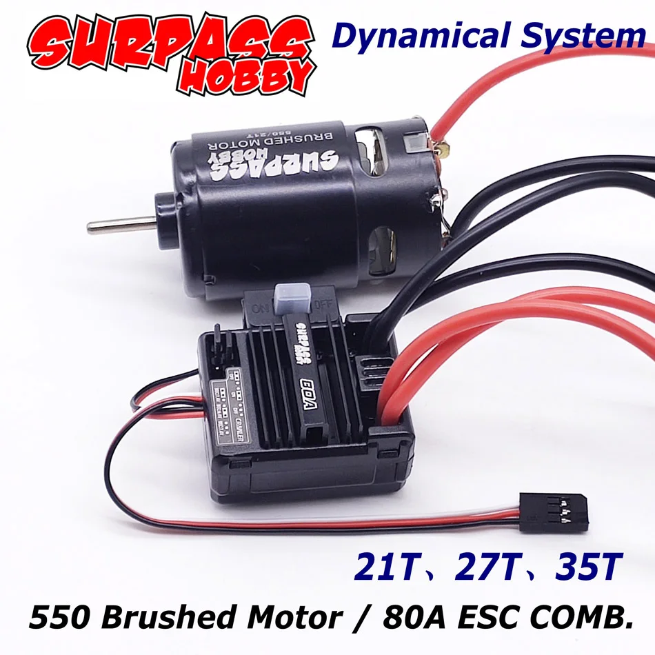 Julihai Moteur brossé 550, 60A ESC Combo avec Enroulements en Cuivre de Haute pureté et Balais de Carbone Remplaçables pour Voiture sur Chenilles 1/10 RC SCX10 (23T