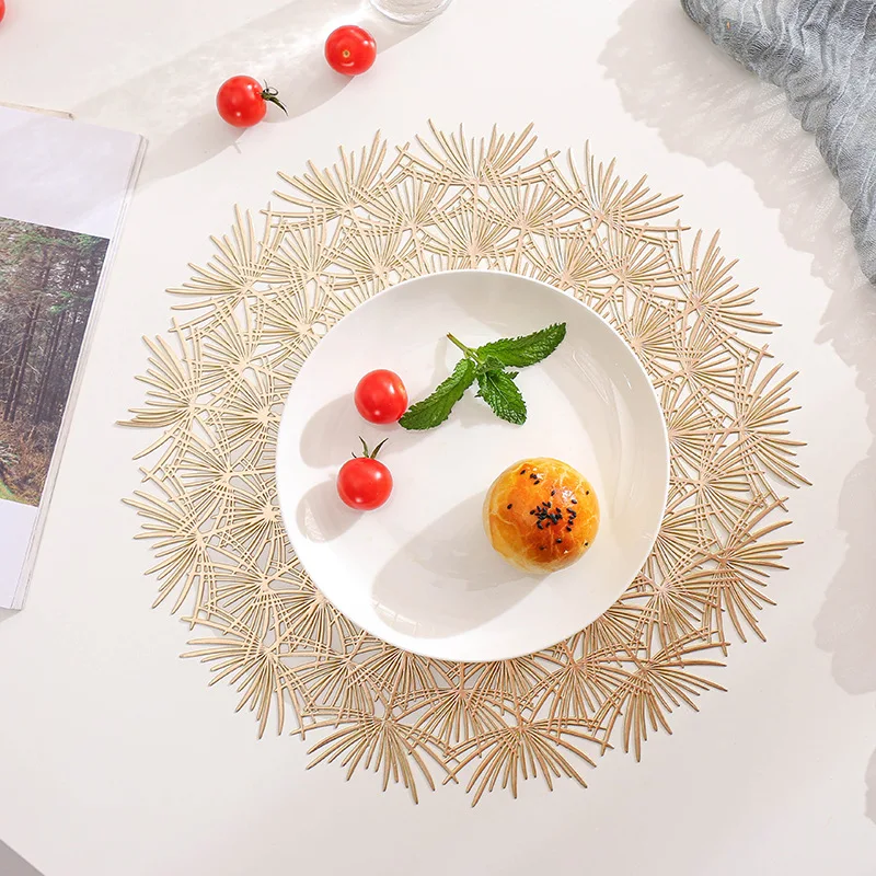 

Nordic dining mat hollowed out dandelion PVC dining table mat hotel supplies circular thermal insulation dining mat household