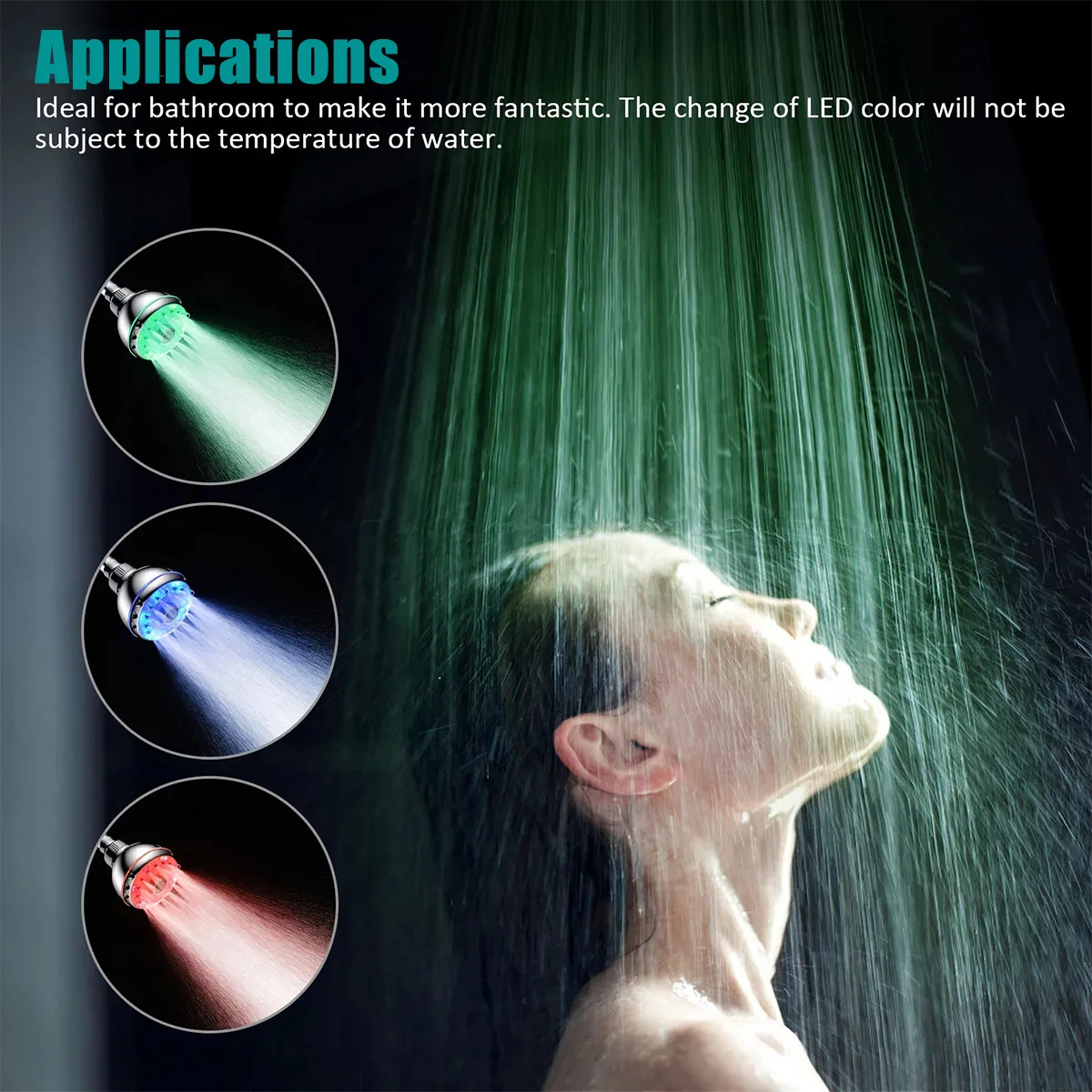 

LED Shower Head Automatic 7 Color Changing LED Light Handheld Shower Heads Water Powered Rainfall Bathroom Showerhead Leak Proof