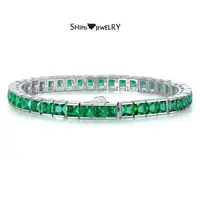 Shipei Vintage 100% 925 Sterling Silver Emerald Sapphire Gemstone Wedding Charm Tennis Bracelets Bangle Fine Jewelry Wholesale