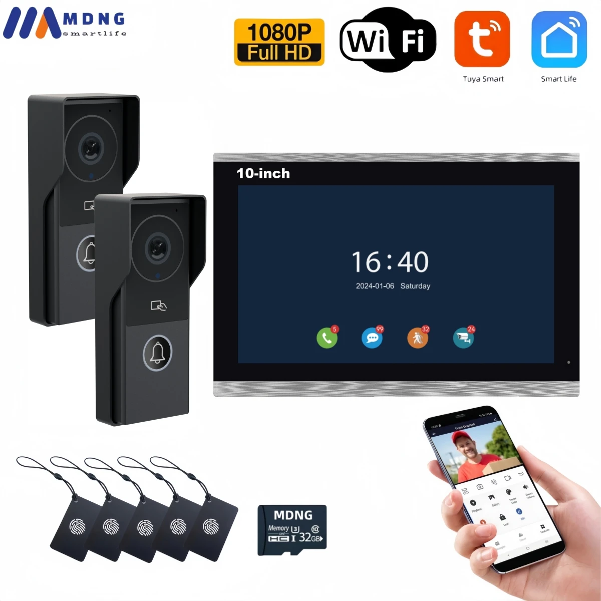 

Видеодомофон MDNG 10 дюймов Wi-Fi