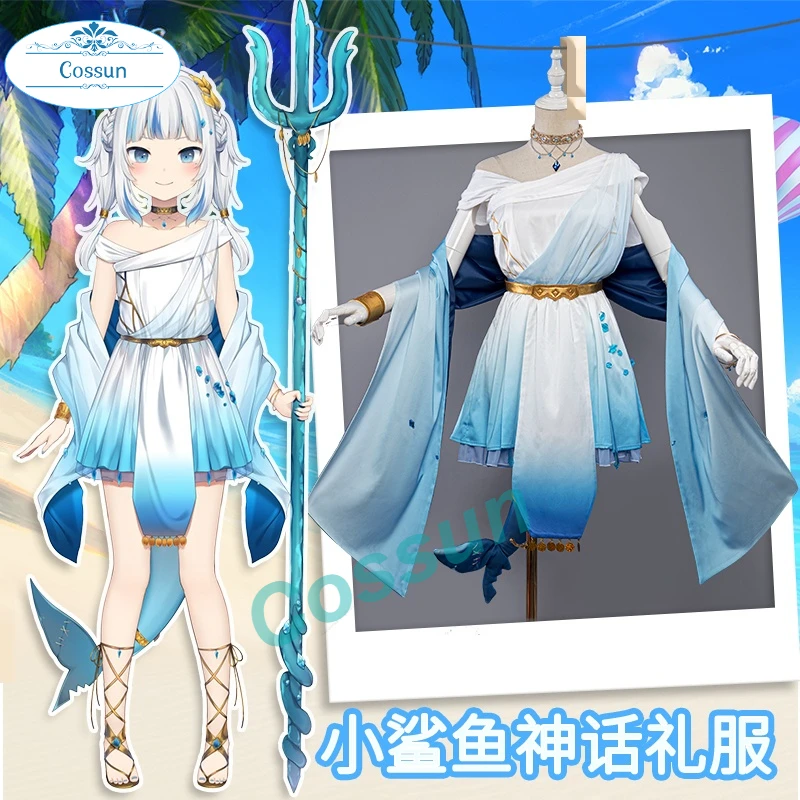 

Аниме! Женский новогодний кимоно Vtuber Hololive Gawr Gura, костюм для косплея, костюм для Хэллоуина