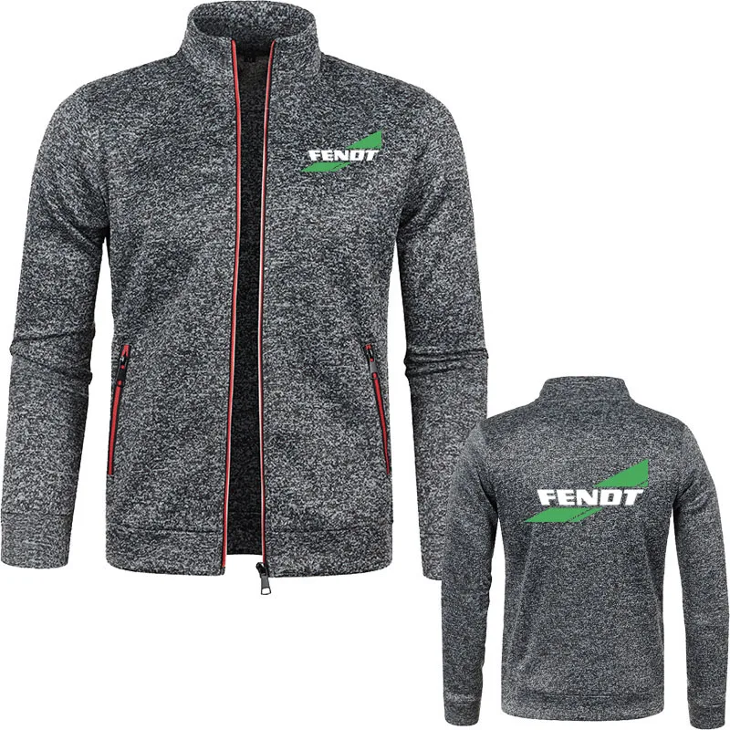 Хлопковая мужская куртка простой однотонный кардиган с круглым вырезом деловой