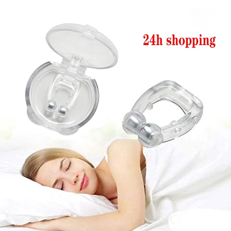 

4 Pc Magnetic Anti Snoring Device Silicone Anti Snore Stopper Nose Clip Tray Sleeping Aid Apnea Guard Night Device With Case