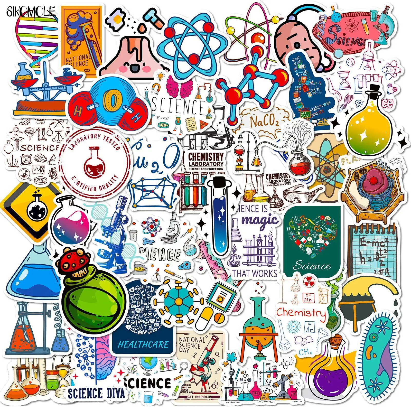 

10/30/50PCS Cartoon Scientists Laboratory Stickers Science Lab Kids DIY Luggage Suitcase Classic Toy Decal Graffiti Sticker Pack