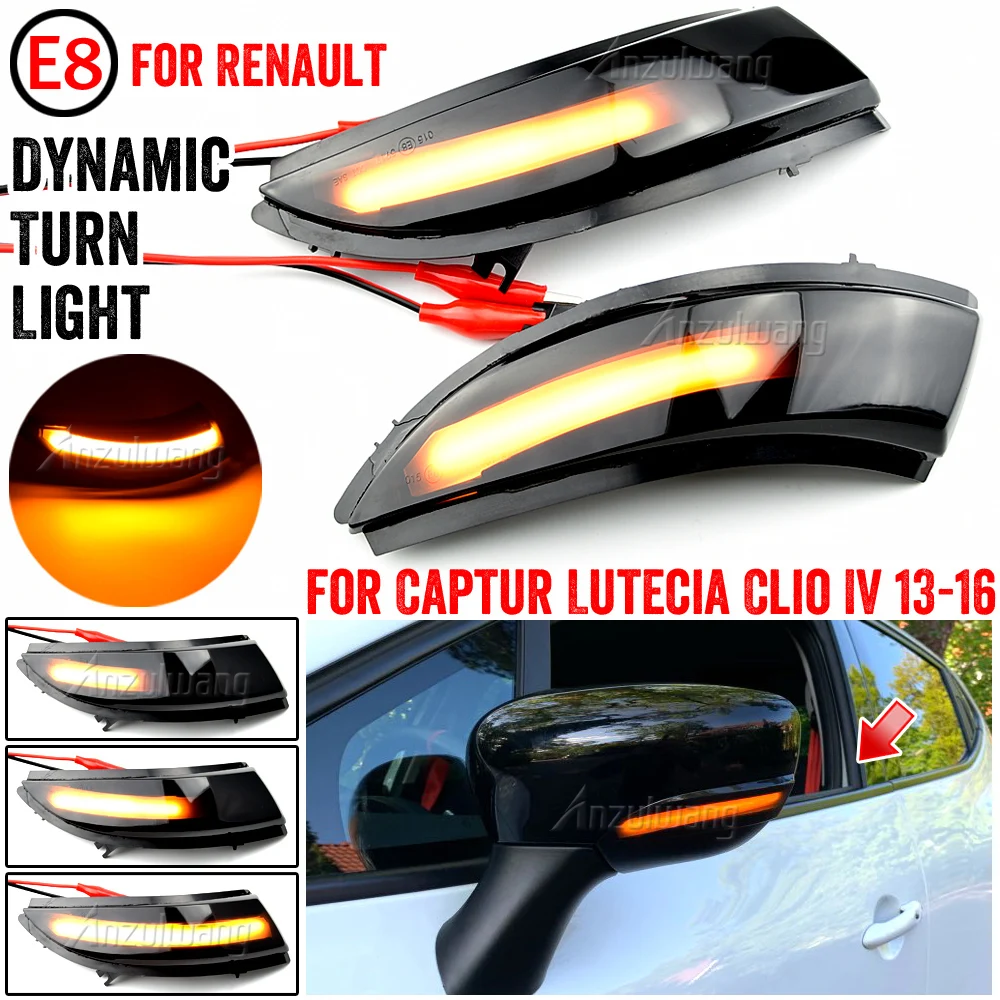 

2 Pcs For Renault Captur Kaptur 13-16 Clio IV MK4 13-18 Zoe Dynamic Turn Signal Light Mirror Sequential Indicator Blinker Lamp