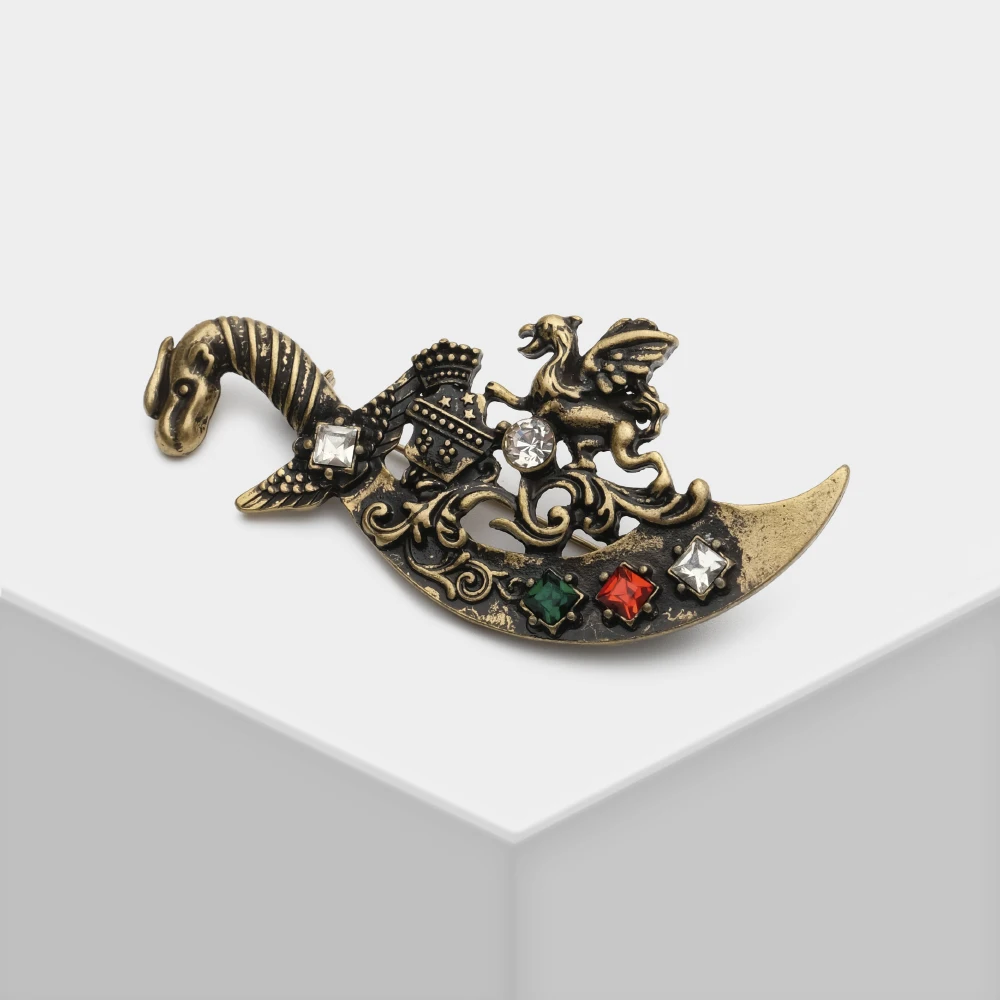 

Amorita Boutique Dragon Brooch Metal Dinosaur Knight Sword Monster Brooch Animal Party Casual Brooch Jewelry Gifts Old Style