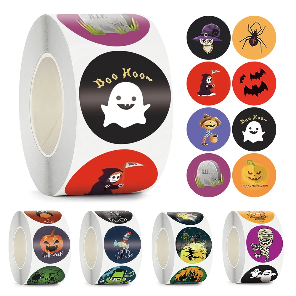 

500 шт., стикеры в виде тыквы на Хэллоуин