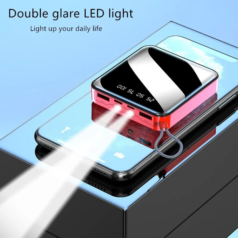 30000mAh Mini Power Bank Fast Charging with Digital Fashlight Display Portable External Battery Charger for iPhone and Android