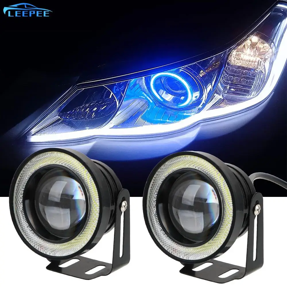 LEEPEE «ангельские глазки», Стайлинг автомобиля, 2 шт./комплект, 2,5 дюйма, 3,0 дюйма, 3,5 дюйма, DRL, противотуманная фара, автомобильный COB, дневные ходовые огни LEEPEE «ангельские глазки», Стайлинг автомобиля, 2 шт./комплект, 2,5 дюйма, 3,0 дюйма, 3,5 дюйма, DRL, противотуманная фара, автомобильный COB, дневные ходовые огни
