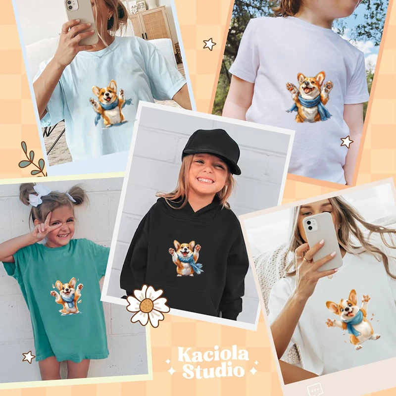 15 см акварель милый корги глажка переводная плавкая нашивка термопереносная