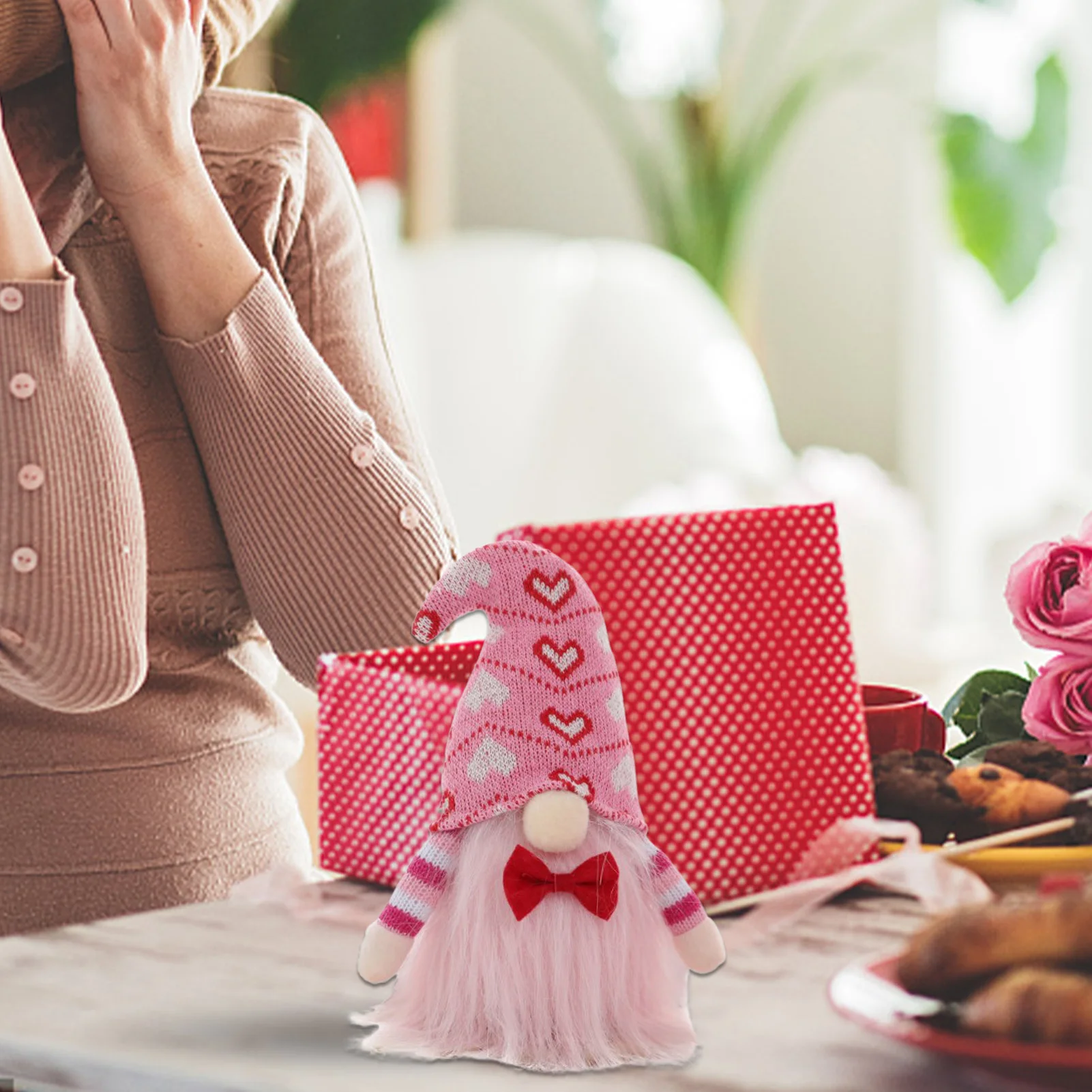 Плюшевая вязаная безлицевая кукла Гнома На День Святого Валентина мистер и