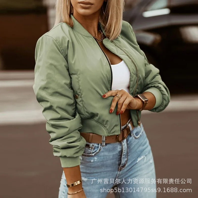 

Army Green Jackets Spring Autumn New 2023 Women Loose Moto Biker Baseball Coats Zipper Pockets Punk Short Jackets Streetwear Y2k