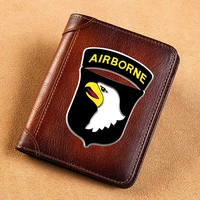 high quality genuine leather men wallets 101st airborne division design short card holder purse luxury brand male wallet