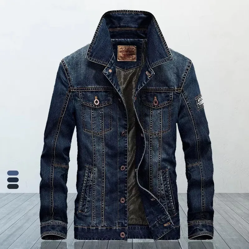 Мужская джинсовая куртка пальто осень-зима негабаритная повседневная в стиле