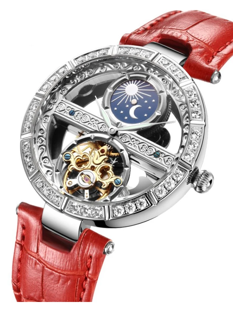 Ladies Watch Automatic Woman Luxury Fashion Waterproof Watch for Women Watches Skeleton Tourbillon Mechanical Clock Relogio New
