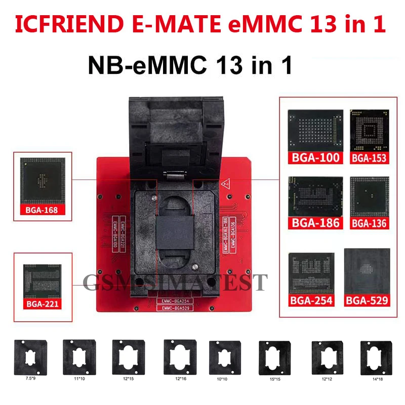 MOORC ICFriend высокоскоростной E-MATE X E MATE BOX EMATE EMMC BGA 13 дюймов 1 для 100 168 153 169 162 186 221 529 254 Z3X