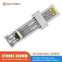 stroke 300mm electric sliding table lead screw sfu1605 linear guides repositioning resolution 0 03mm for cnc machine