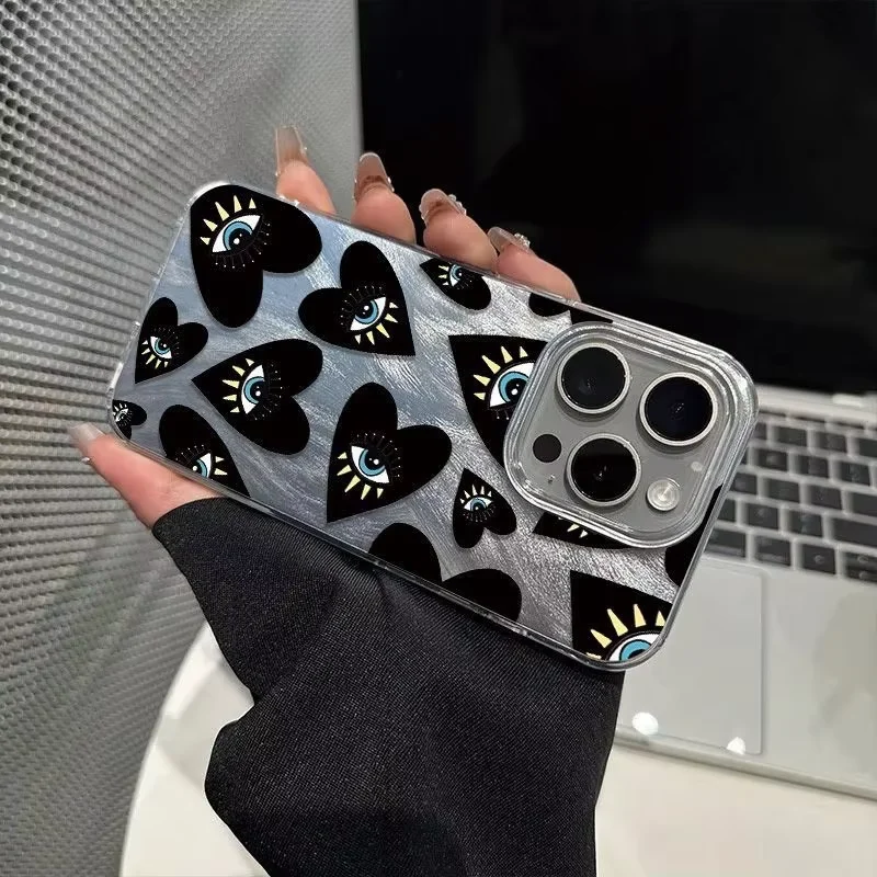 Фото Чехол для телефона Blue Eyes Evil Eye Black Heart для iPhone 17 Air 16 e 15 14 13 12 11 Pro Max Plus SE 2020 2022 №4