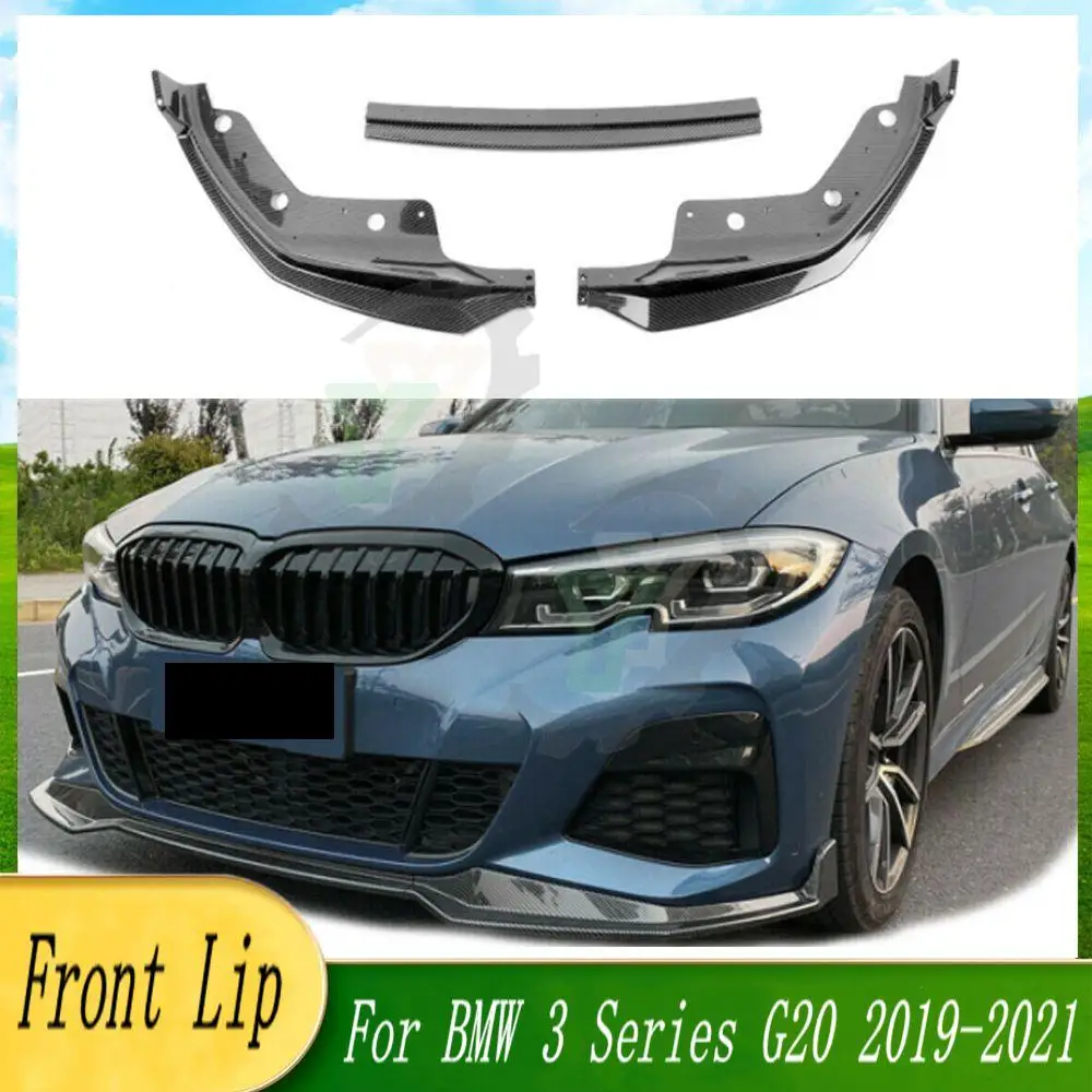 

Carbon Fiber Look/Gloss Black Car Front Bumper Lip Body Kit Spoiler Splitters Diffuser For BMW 3 Series G20 2019 2020 2021