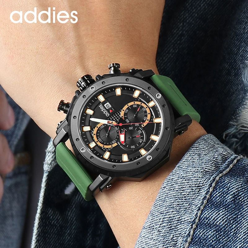 

ADDIES Luxury Brand Men Sports Watches Men Outside Luminous 50M Waterproof Date Army Military Clock Fashion Quartz Watch