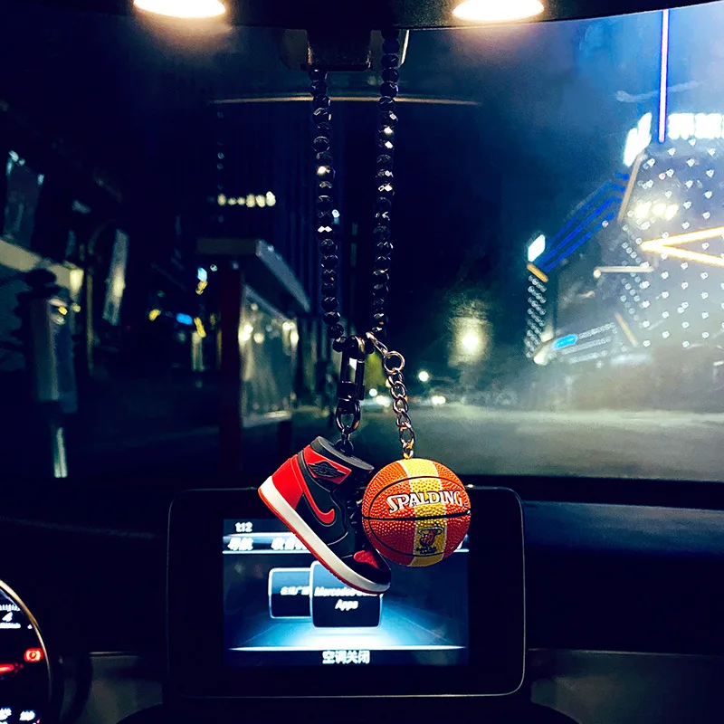 

Aj Shoes Crystal Car Pendant Mini 3D Cartoon Basketball Shoes Car Indoor Nba Ball Hanging Tide Cartoon Gift for Boyfriend