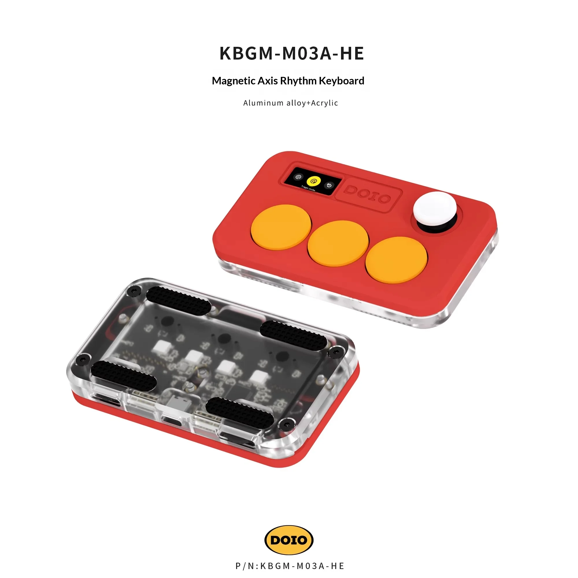 DOIO KBGM-M03-HE Низкопрофильная магнитная клавиатура из алюминиевого сплава, 4-клавишная игровая клавиатура, 3-клавишная мини-портативная клавиатура для OSUDJMAXMuse DashEZ2ON (art.: 3920d82eeff68) - 3920d82eeff68