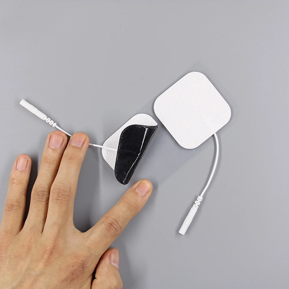 

White Self Adhesive Therapy For Massager 5x5cm Square Electrode Pads Non Woven Fabric Tens Acupuncture Reusable 2mm Plug