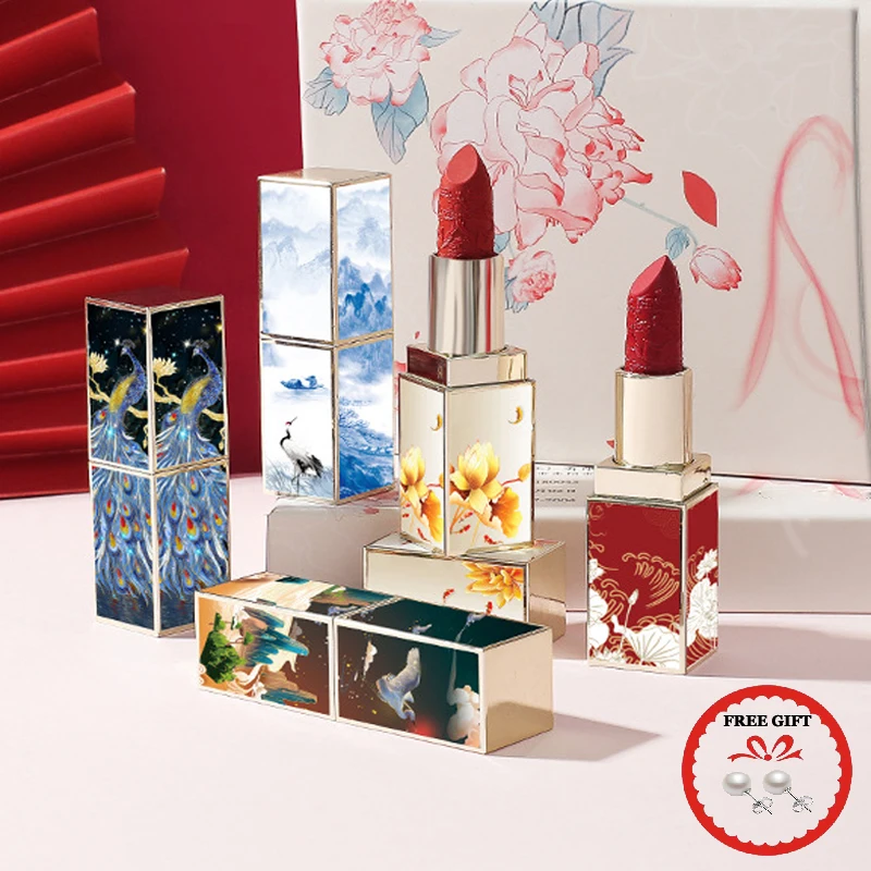 Губная помада в этническом стиле с гравировкой матовая бархатная губная для