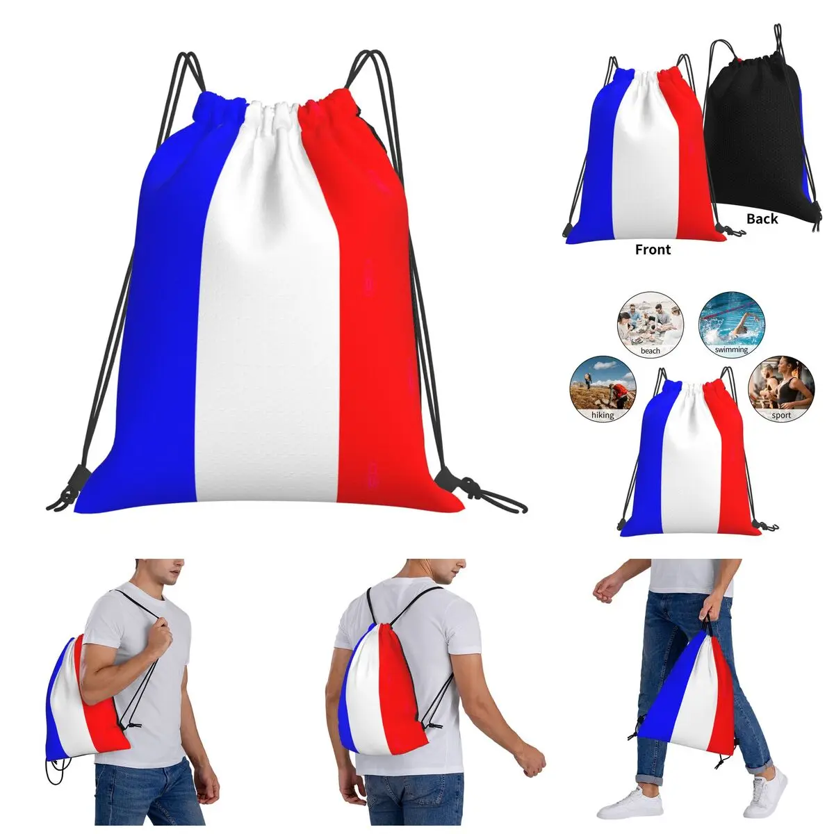 

Уличный портативный рюкзак, французский флаг, флаг Франции, забавная Новинка, повседневные сумки на шнурке с графическим рисунком, сумка дл...