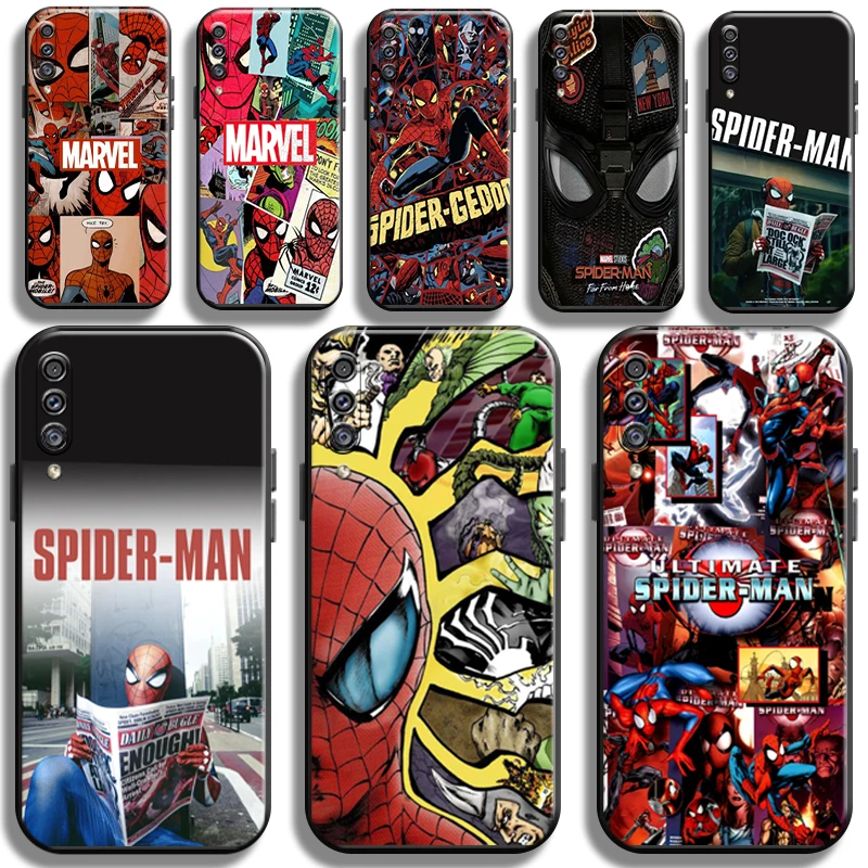 

Marvel Spiderman Comics For Samsung Galaxy A50 Phone Case Shockproof Cases Cover Carcasa Liquid Silicon Full Protection Back