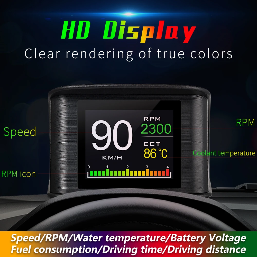 

OBD2 HUD P10 Car OBD Head-up Display Hud on-board Computer Digital Speedometer with Fuel Consumption Auto Electronic Accessories