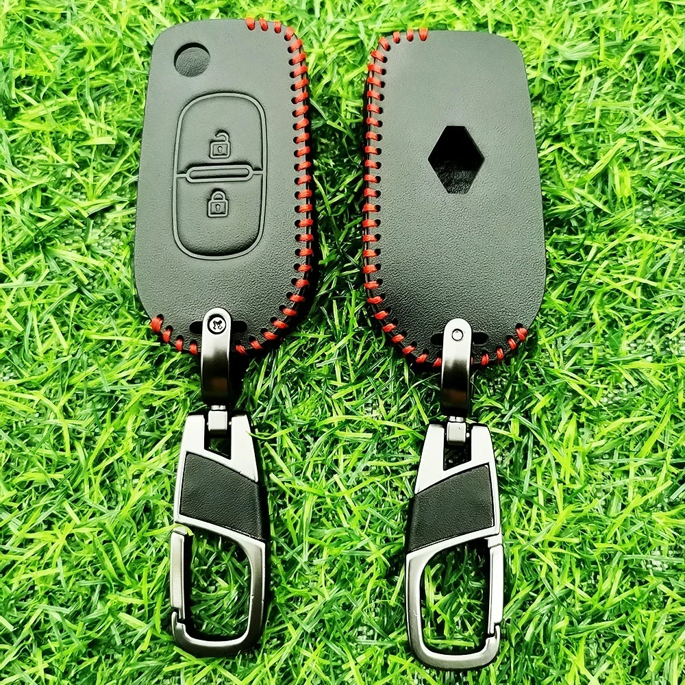 For Renault Duster Megane Sandero Kangdoo Captur Twingo Leather Car Key Cover Case Holder New 2/3 Buttons Skin