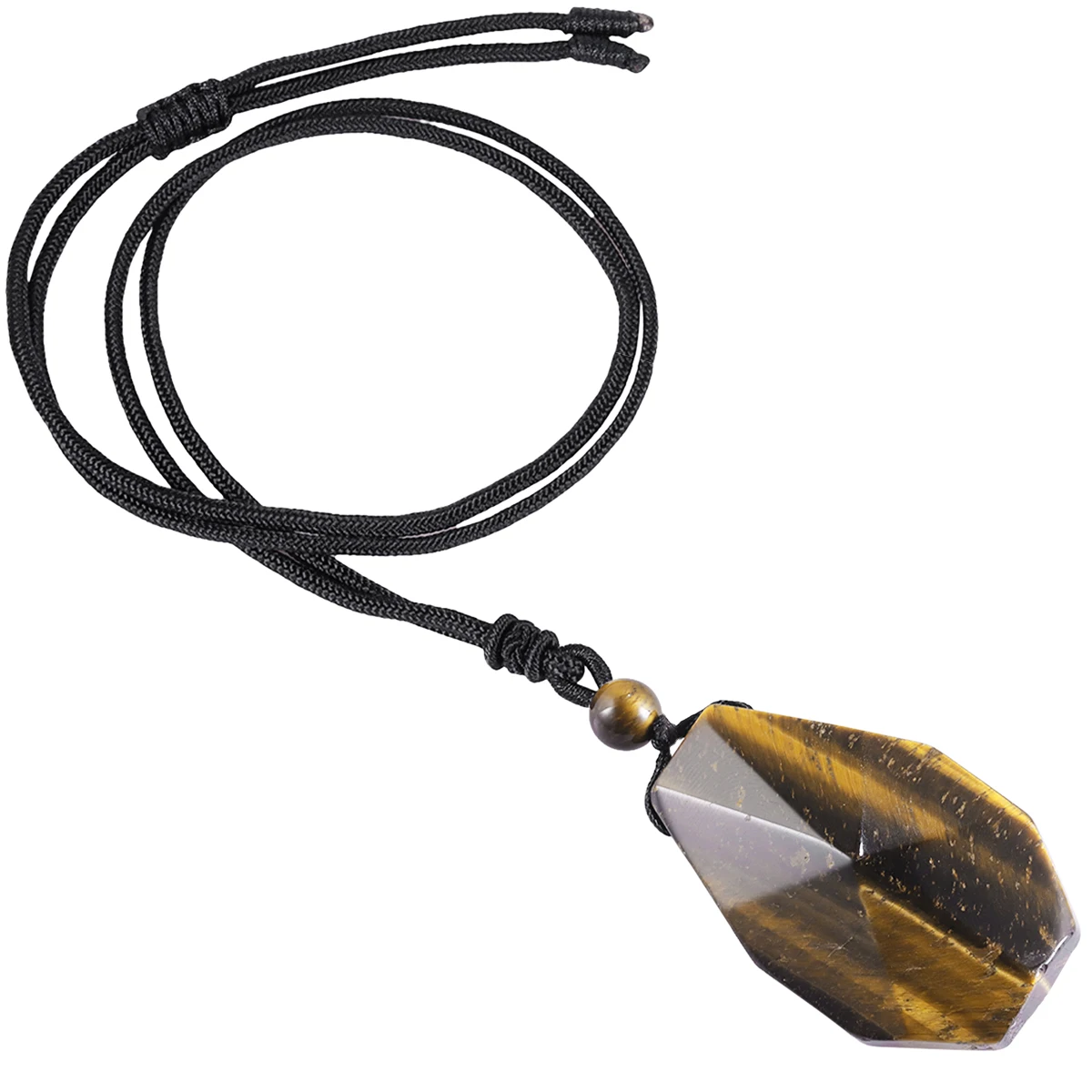 

Healing Tiger's Eye Faceted Crystal Stone Pendant Necklace Reiki Howlite Turquoise Lucky Amulet Adjustable Cord Jewelry Unisex