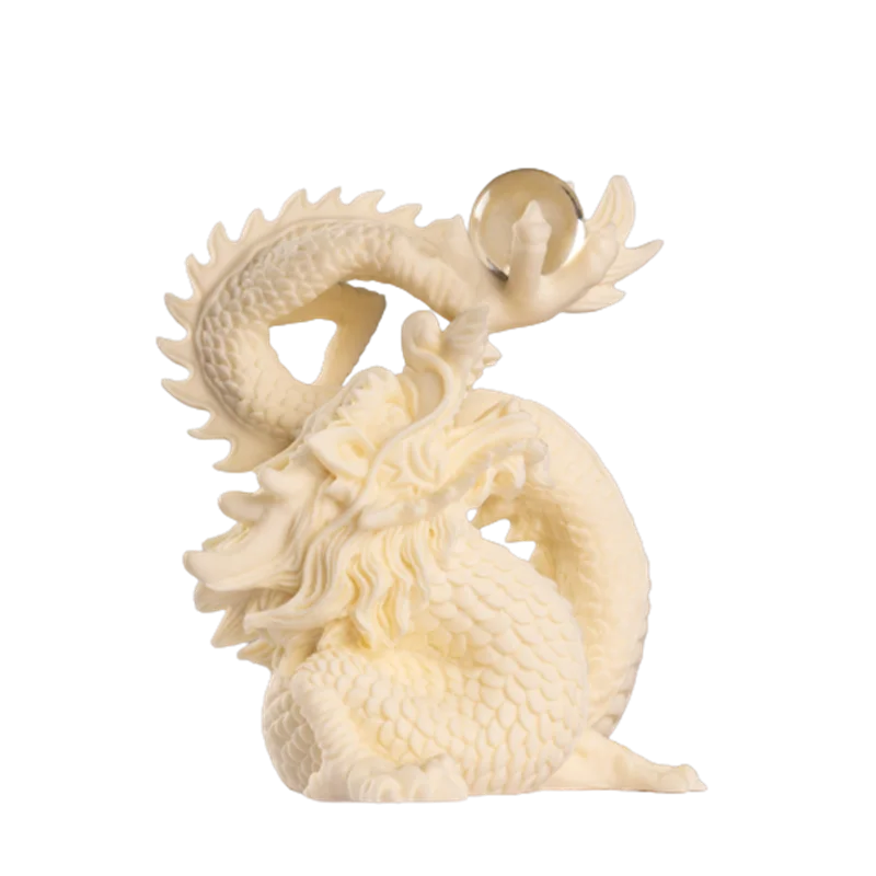 Wood Statue Office Decoration Home Décor Real Wood Real Wood Animal Sculpture Traditional Chinese Ruyi myth Feng Shui dragon