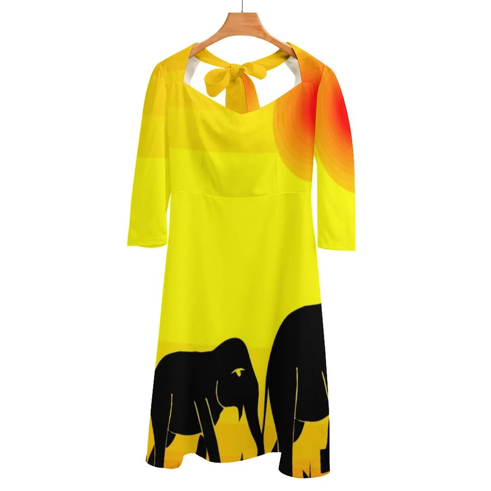 

Let'S Save The Elephants Square Neck Dress Summer Dress Women Elegant Halter Print Dress Elephant Save The Elephants Elephants