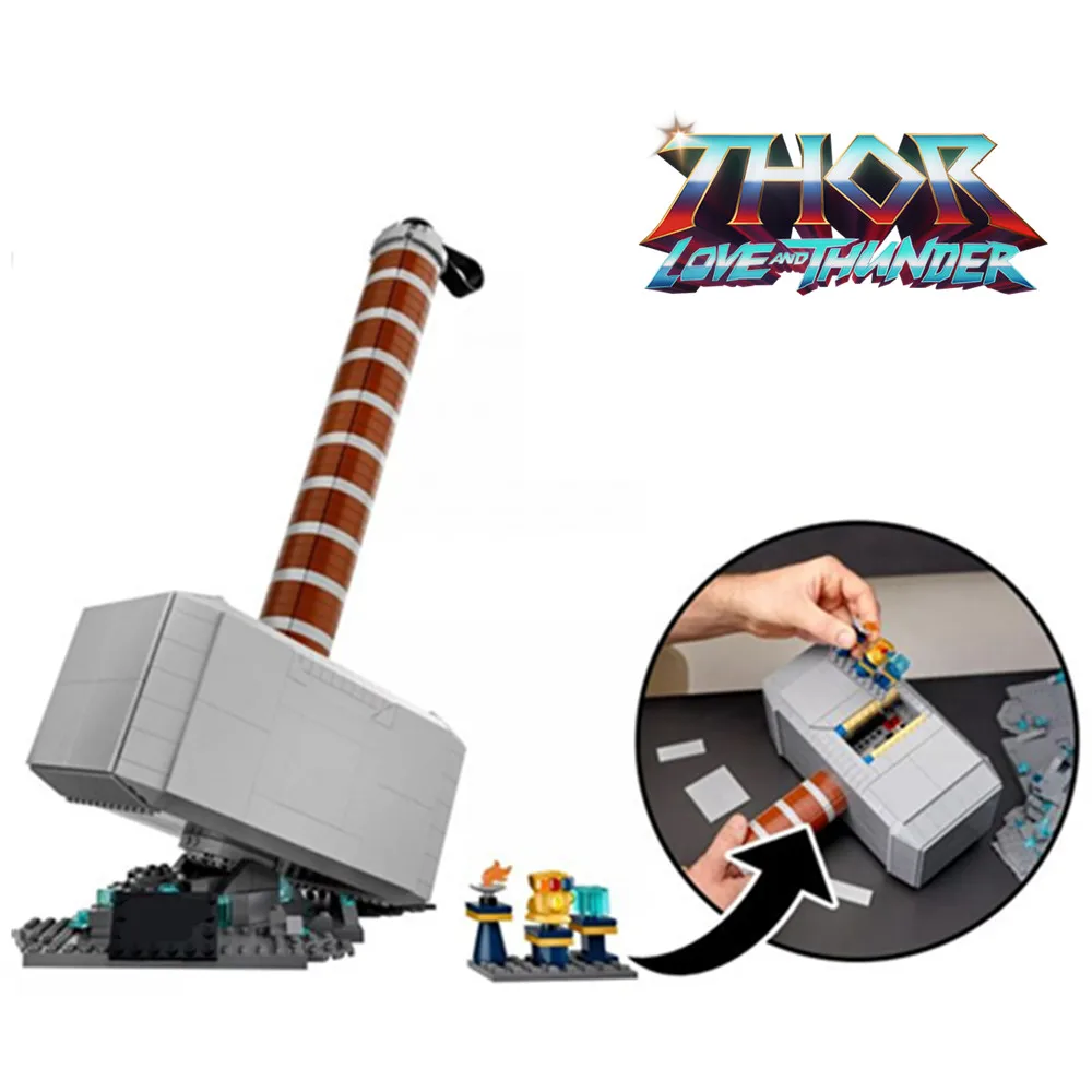 

FIT 76209 Marvel Avengers Thor Hammer Super Hero Toy Weapon Thor Thunder Hammer Infinity Mjolnir Building Block Brick Kid Gift