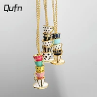 tea cup charming sweater pendant necklace for women plated gold choker chain necklace simple gothic choker jewelry accessories