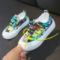 children canvas shoes 2022 new lace up running soft bottom non slip wear resistant girls causal graffiti skull skateboard shoes