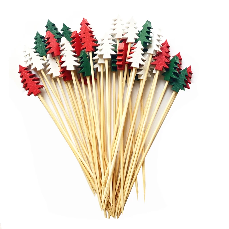 

100Pcs Christmas Fruit Picks Dessert Buffet Salad Fork Cake Muffin Vegetable Sticks Cocktail Toothpicks Party Decoration
