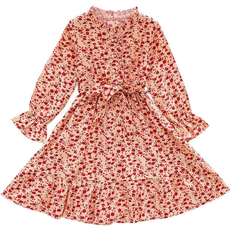Girls Dress for Autumn Party and Wedding School Long Sleeves Elegance Princess Dress 4 5 6 7 8 9 10 11 12 Years Kids Clothing