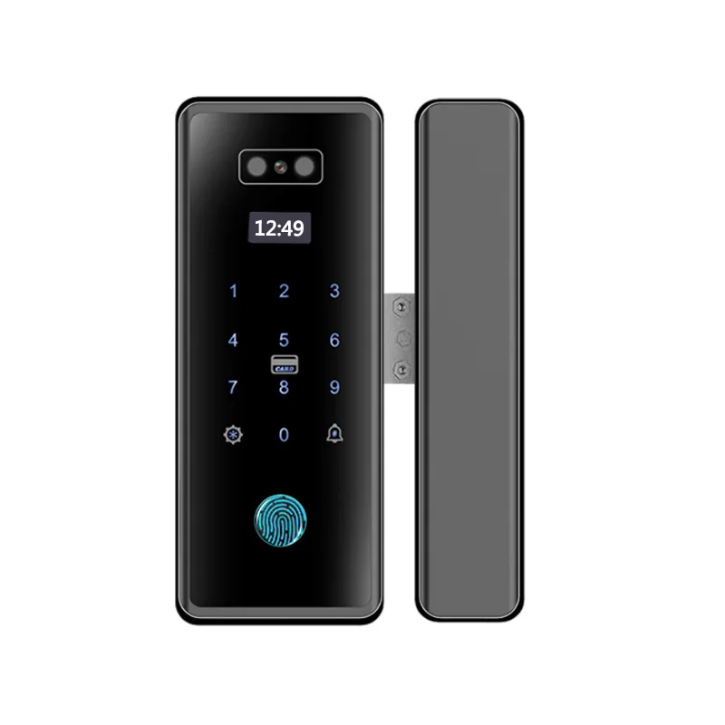 

Замок дверной стеклянный с 3d распознаванием лица, Умный Замок для раздвижных дверей, офисный замок с паролем, одинарный и двойной стеклянный замок