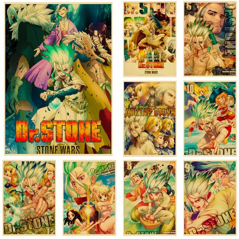 

Постер Dr.STONE в стиле японского аниме, Ретро плакат, художественная Наклейка на стену для дома, бара, кафе, коллекционные картины, украшение дл...