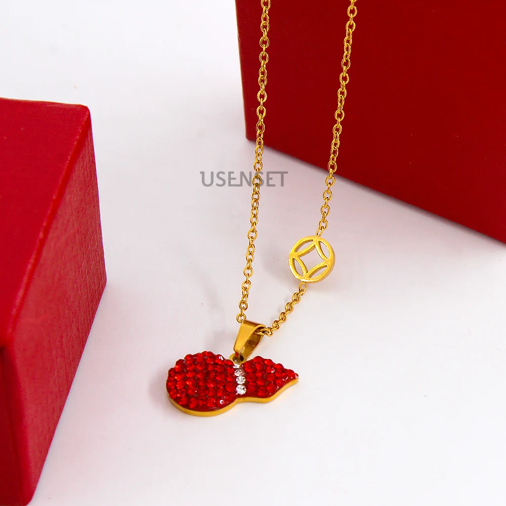 

Fashion Cucurbit Shape Pendant Necklace for Women Exquisite Mix-colors Rhinestone Female Ladies Party Jewelry Gift YS364