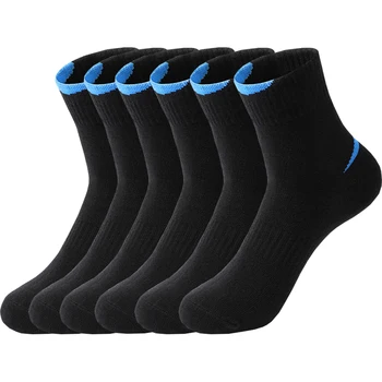 High Quality 6Pairs/Lot Combed Cotton Men's Socks Black White Casual Breathable Solid color Sport Socks EUR 38-45 1