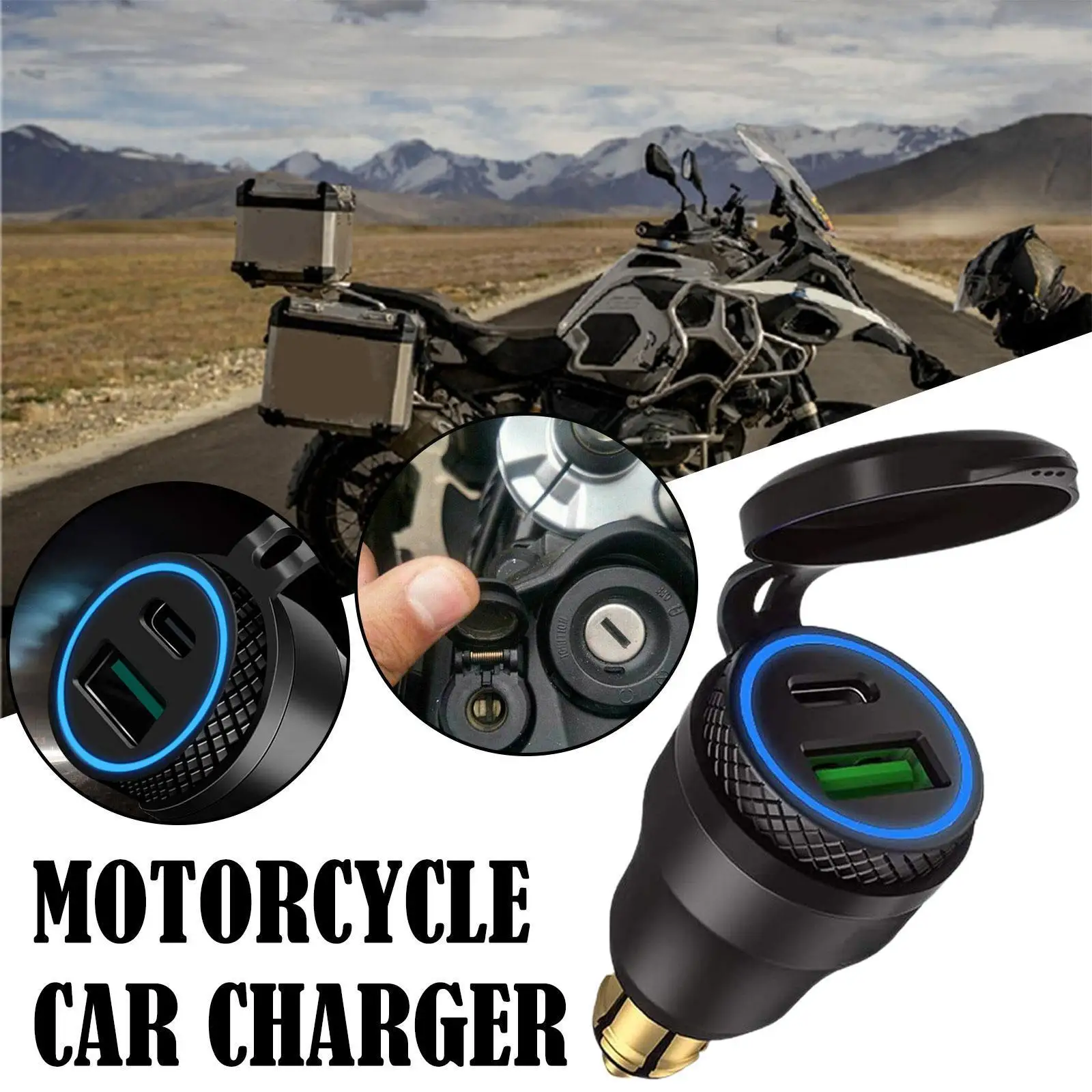 

12V/24V Motorcycle Car Dual QC3.0 USB Type C PD Fast For BMW F800GS F650GS F700GS Motorcycles Style Power Socket For Hella Q1G9