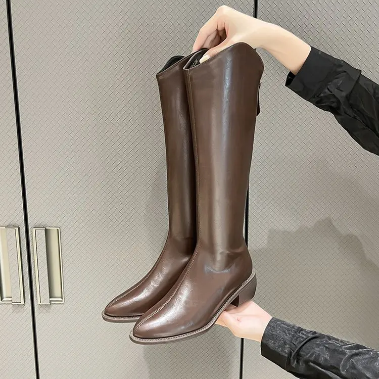 

Trend Women's High Boots Boots Women Shoes Woman Winter Shoes Chunky Heels Long Boots Pointed Toe Slim Party Shoe 2022 Autumn