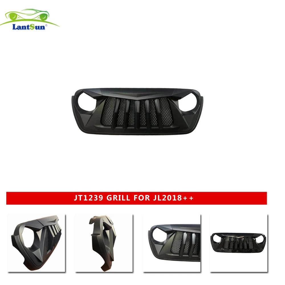 Фото Решетка радиатора Lantsun JL1239 для Jeep Wrangler JL2018+, 1 шт., черная №4